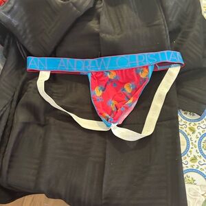 Andrew Christian Tropical Print Briefs - Red and Blue